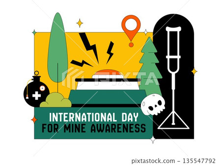 International Day For Mine Awareness Vector Illustration Promoting Safety Education, Humanitarian Action, And Global Peace Campaign a Background International Day For Mine Awareness Vector Illustration Promoting Safety Education, Humanitarian Action, And Global Peace Campaign a Background 135547792
