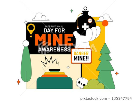 International Day For Mine Awareness Vector Illustration Promoting Safety Education, Humanitarian Action, And Global Peace Campaign a Background 135547794