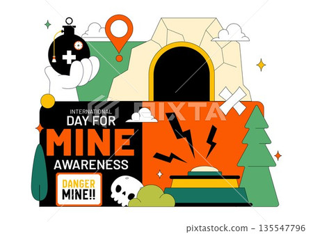 International Day For Mine Awareness Vector Illustration Promoting Safety Education, Humanitarian Action, And Global Peace Campaign a Background 135547796