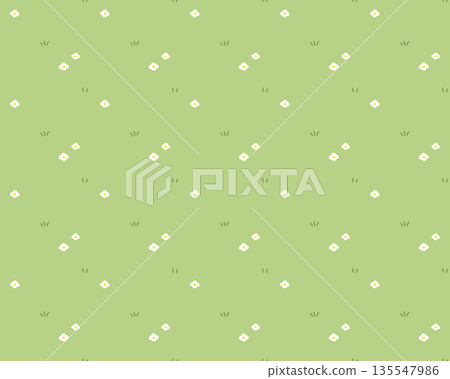 A seamless pattern of grass and flowers inspired by the meadows of picture books and anime. A cute background illustration of grass and flowers. A seamless pattern of grass and flowers inspired by the meadows of picture books and anime. A cute background illustration of grass and flowers. 135547986