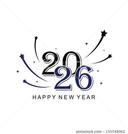 Happy New Year 2026 text effect firework star confetti Background Happy New Year 2026 text effect firework star confetti Background 135548062