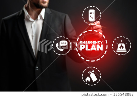 Emergency plan is created during a safety training session in a corporate office 135548092