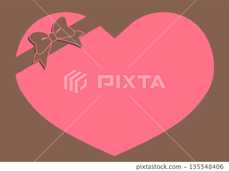Valentine's Day promotional design with a heart and ribbon. Vector material. A4 landscape. 135548406