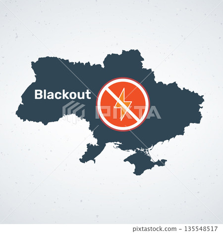 A map of Ukraine with a blackout symbol overlaid on it A map of Ukraine with a blackout symbol overlaid on it 135548517