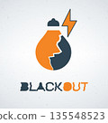 A dramatic logo featuring a broken light bulb with a lightning bolt 135548523