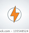 A stylized orange lightning bolt icon in a circle on a white background 135548524