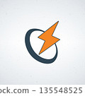 A stylized orange lightning bolt logo on a white background 135548525