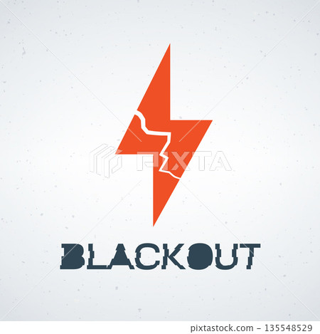 A dramatic logo featuring a broken lightning bolt and the word BLACKOUT A dramatic logo featuring a broken lightning bolt and the word BLACKOUT 135548529