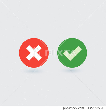 A simple graphic illustration of correct and incorrect symbols 135548531