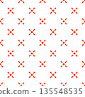 A seamless pattern of small orange crosses on a white background 135548535
