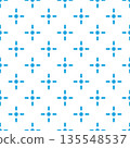 A seamless pattern of blue geometric shapes on a white background 135548537