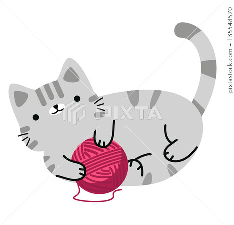 Cute Cat Playing With Yarn Cute Cat Playing With Yarn 135548570