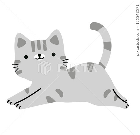 Flat design minimalist gray cat 135548571