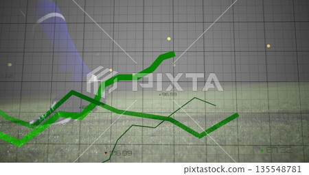 Stepping soccer player's cleated foot pressing into grass field, with data overlay, copy space Stepping soccer player's cleated foot pressing into grass field, with data overlay, copy space 135548781