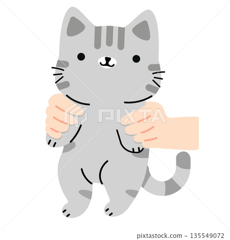 Cute Cat Being Held Gently Showing Love and Warmth Illustration Cute Cat Being Held Gently Showing Love and Warmth Illustration 135549072