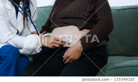cropped shot of doctor examining pregnant woman during medical consultation 135549185