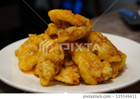 Delicious crispy and chewy Guobao Rou, a popular Chinese sweet and sour pork 135549411