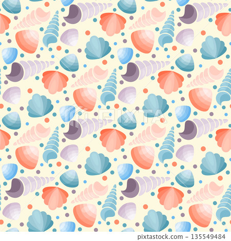 Seamless pattern with seashells Seamless pattern with seashells 135549484