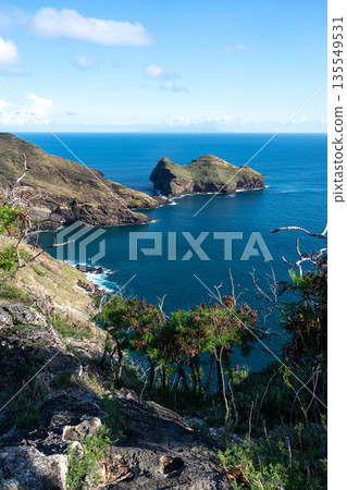 Cliffs and coastline of Taiohae Bay in Nuku Hiva, Marquesas Islands, French Polynesia Cliffs and coastline of Taiohae Bay in Nuku Hiva, Marquesas Islands, French Polynesia 135549531