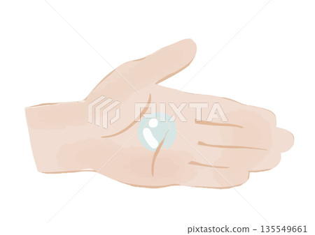 Illustration of a painted palm with liquid on it Illustration of a painted palm with liquid on it 135549661