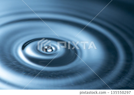 Drops of water falling on the water surface and beautiful ripples Drops of water falling on the water surface and beautiful ripples 135550297
