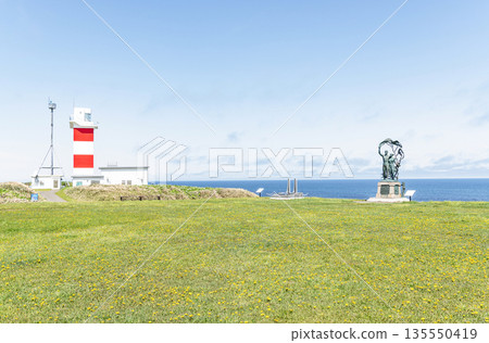 北海道稚內縣宗谷岬－宗谷岬燈塔和宗谷岬公園的初夏景色 135550419