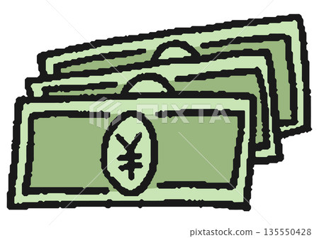手繪日圓紙鈔插圖 手繪日圓紙鈔插圖 135550428