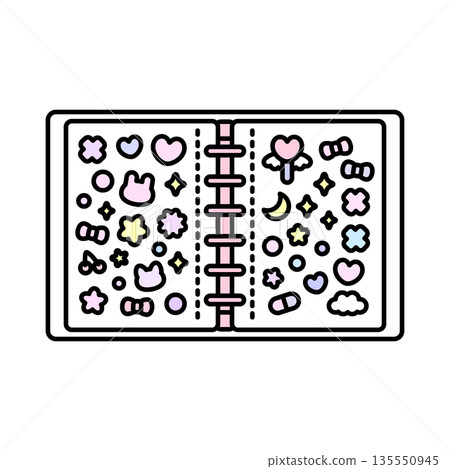 Open sticker book with stickers, pink 135550945