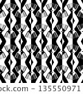 Abstract seamless pattern with decorative geometric  elements. Black and white ornament. Modern stylish texture repeating. Great for tapestry, carpet, bedspread, fabric, ceramic tile, pillow 135550971