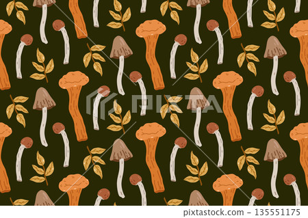 Autumn seamless pattern with mushrooms Autumn seamless pattern with mushrooms 135551175