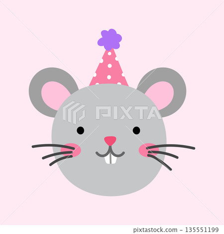 Cute mouse in a festive hat 135551199