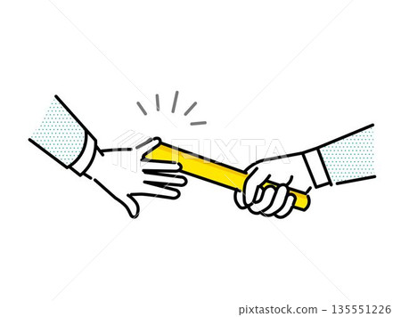 一隻手將接力棒傳遞給下一代年輕人的插圖 - 企業 - 工業、倉儲、運輸 - 商業圖標插圖素材 135551226