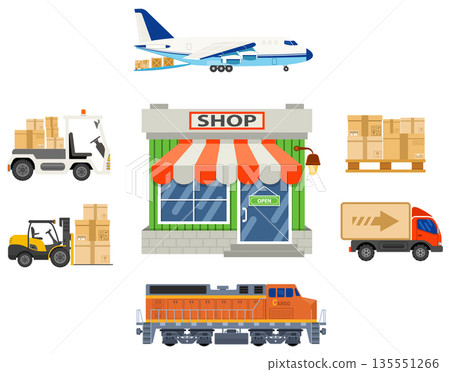 Freight Transport and Logistics Banner Infographics Freight Transport and Logistics Banner Infographics 135551266