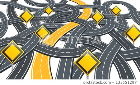 Road Infographics with Signposts Road Infographics with Signposts 135551297