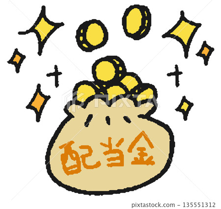 手繪插圖,一袋股息 手繪插圖,一袋股息 135551312