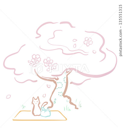 春賞櫻花場景,櫻花插圖,線條畫 春賞櫻花場景,櫻花插圖,線條畫 135551315