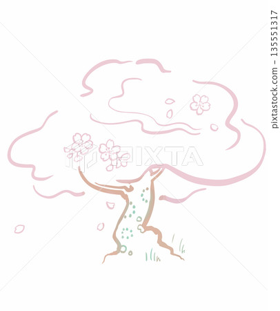 春賞櫻花場景,櫻花插圖,線條畫 春賞櫻花場景,櫻花插圖,線條畫 135551317