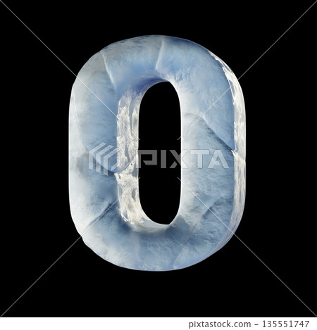Ice block font Number 0 ZERO 3D 135551747