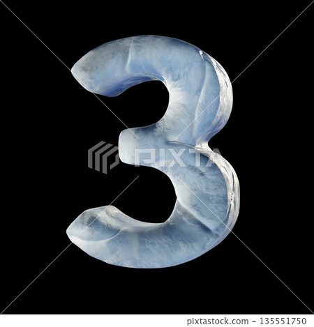 Ice block font Number 3 THREE 3D Ice block font Number 3 THREE 3D 135551750
