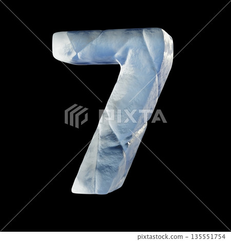 Ice block font Number 7 SEVEN 3D 135551754