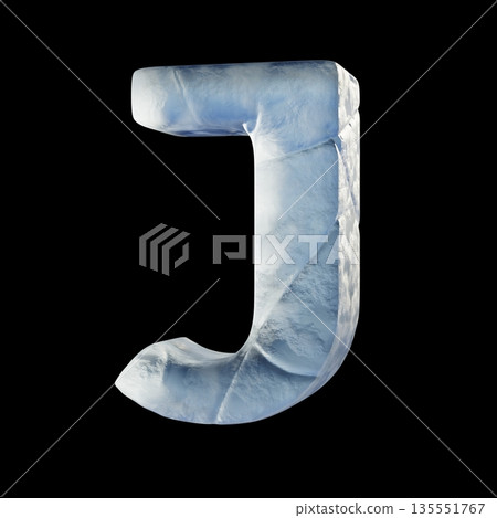 Ice block font Letter J 3D 135551767