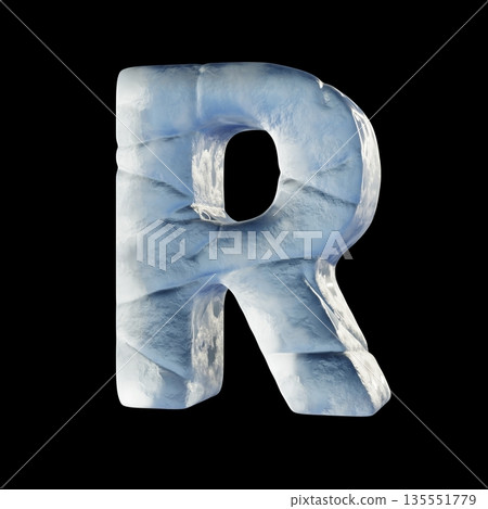 Ice block font Letter R 3D 135551779