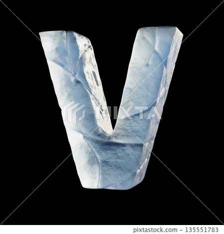 Ice block font Letter V 3D 135551783