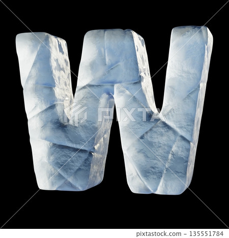 Ice block font Letter W 3D 135551784