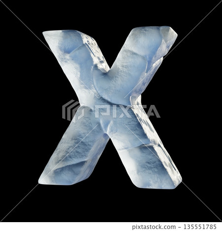 Ice block font Letter X 3D 135551785