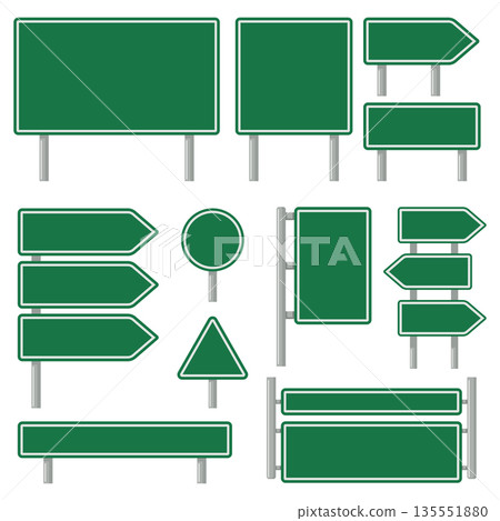 Green road signs set vector isolated 135551880