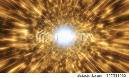 Golden glowing tunnel with bright energy core and fluid light waves radiating outward Golden glowing tunnel with bright energy core and fluid light waves radiating outward 135551960
