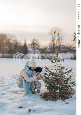 Mother and Baby in Winter Wonderland Mother and Baby in Winter Wonderland 135552055