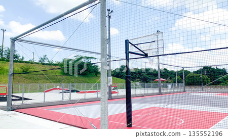 Colorful outdoor basketball court 135552196
