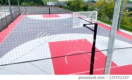 Colorful outdoor basketball court Colorful outdoor basketball court 135552197